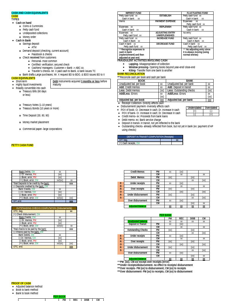 Cash Management and Reconciliation Guide | PDF | Cash | Banks
