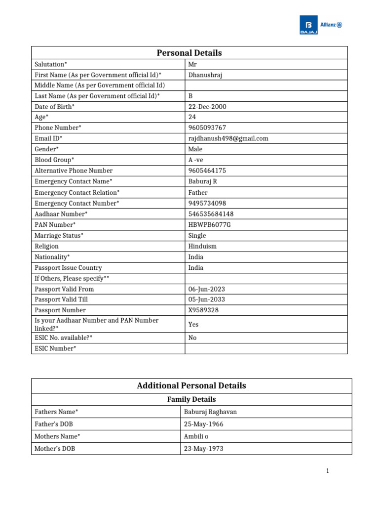 PI Form Details Consolidated | PDF | Employment