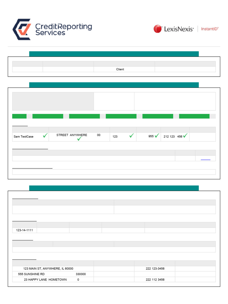 INSTANTID Sample Report NexisLexis | PDF