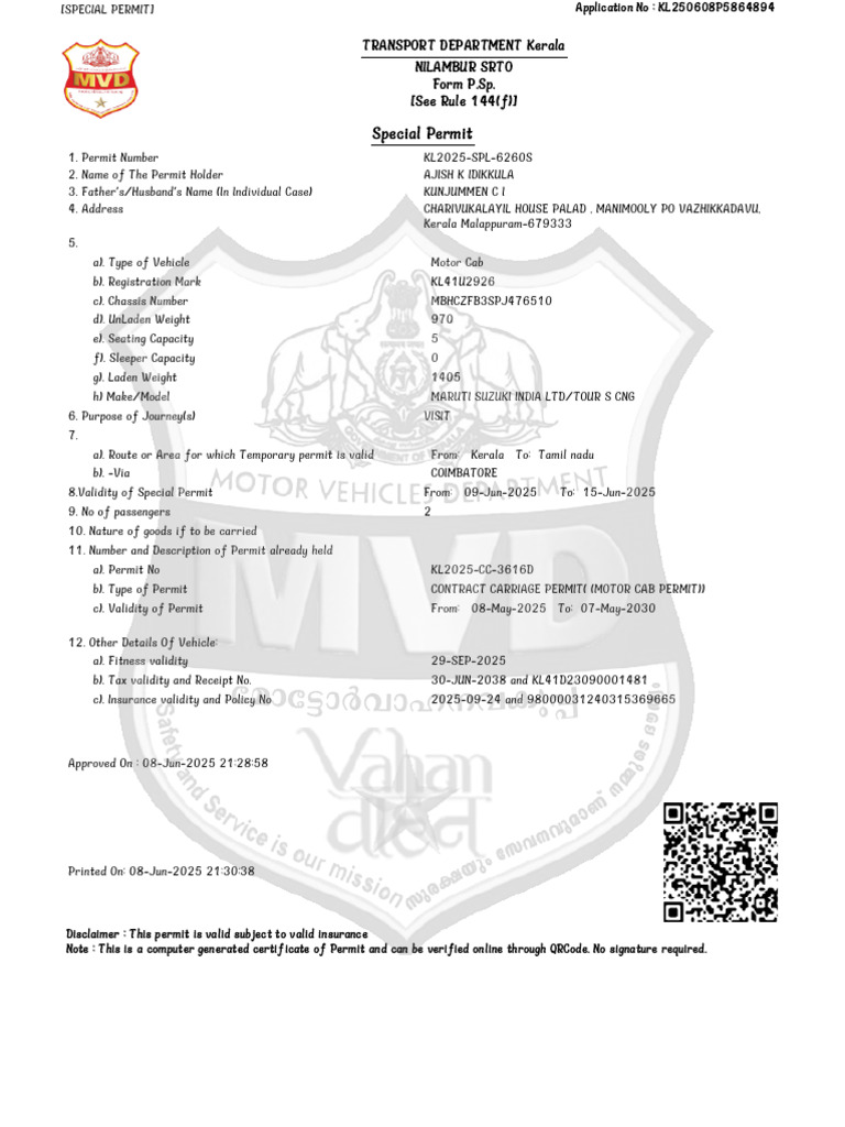 Special Permit for Motor Cab Travel | PDF | Vehicles