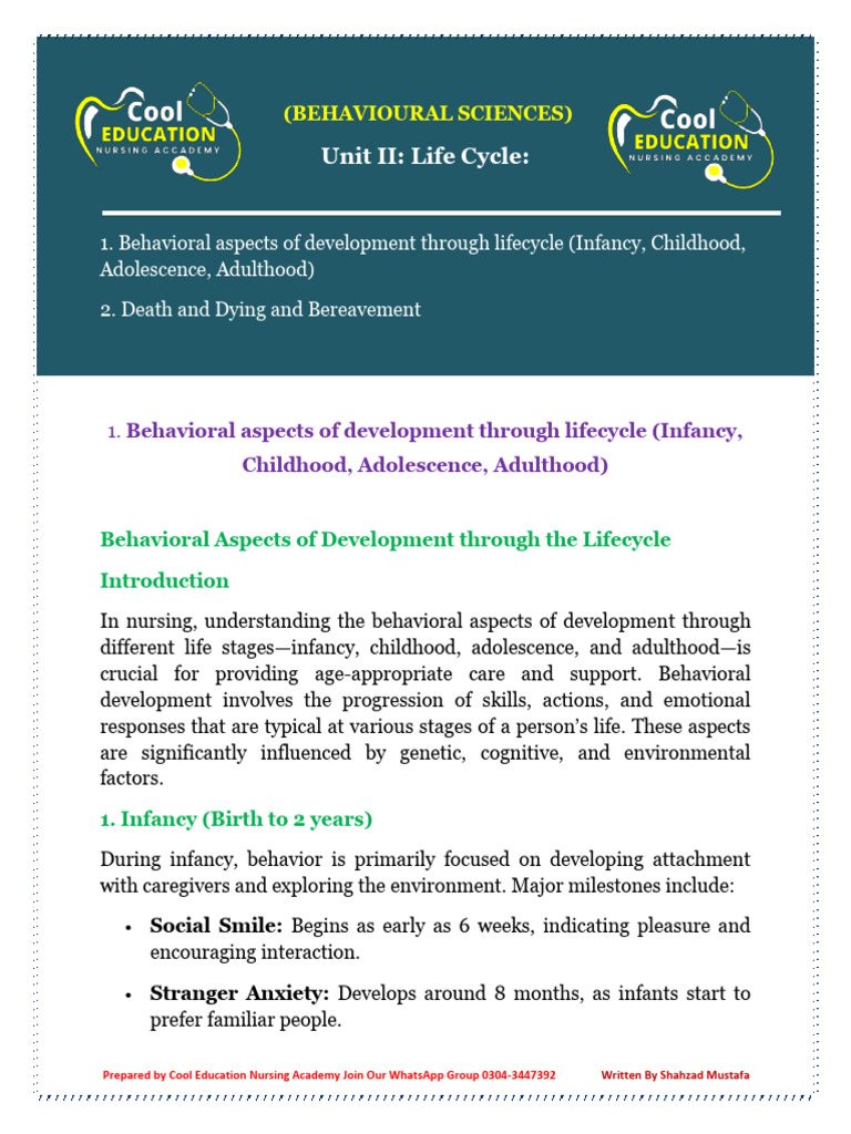 Behavioral Development Across Lifespan | PDF | Grief | Developmental ...