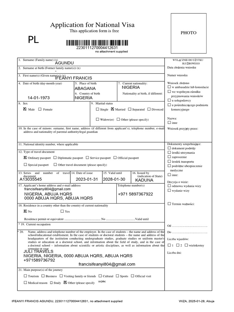 Abuja HQRS National Visa Application | PDF | Travel Visa | Government ...