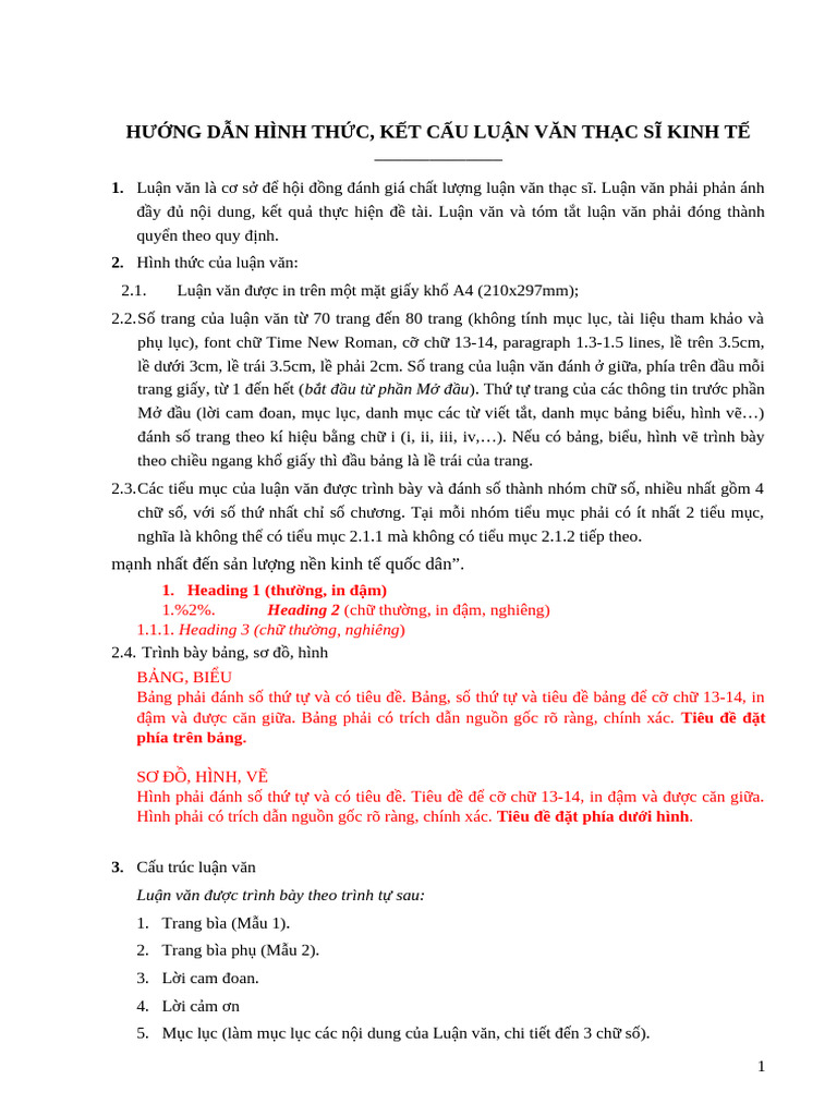 Huong Dan Hinh Thuc Ket Cau Luan Van Ths Gui Lop Chi Tiet.2018 1 | PDF