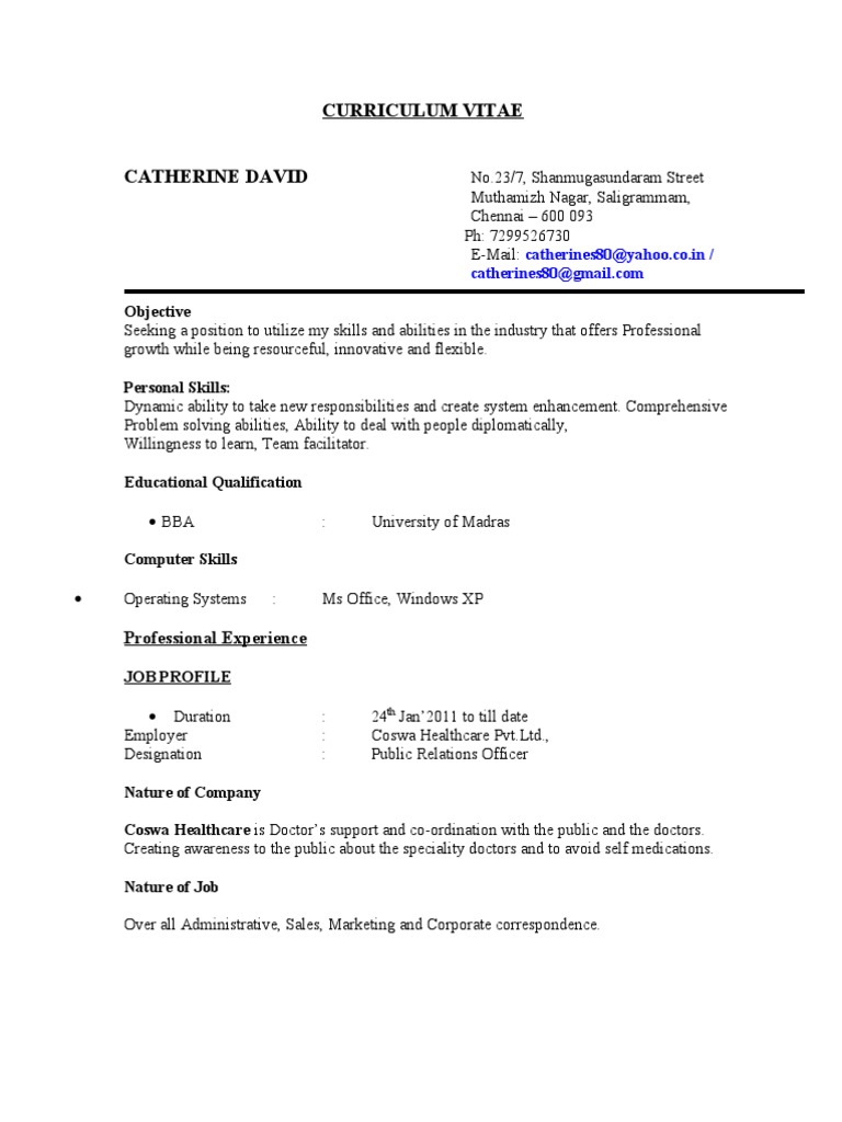 Catherine CV | PDF | Computing And Information Technology | Science