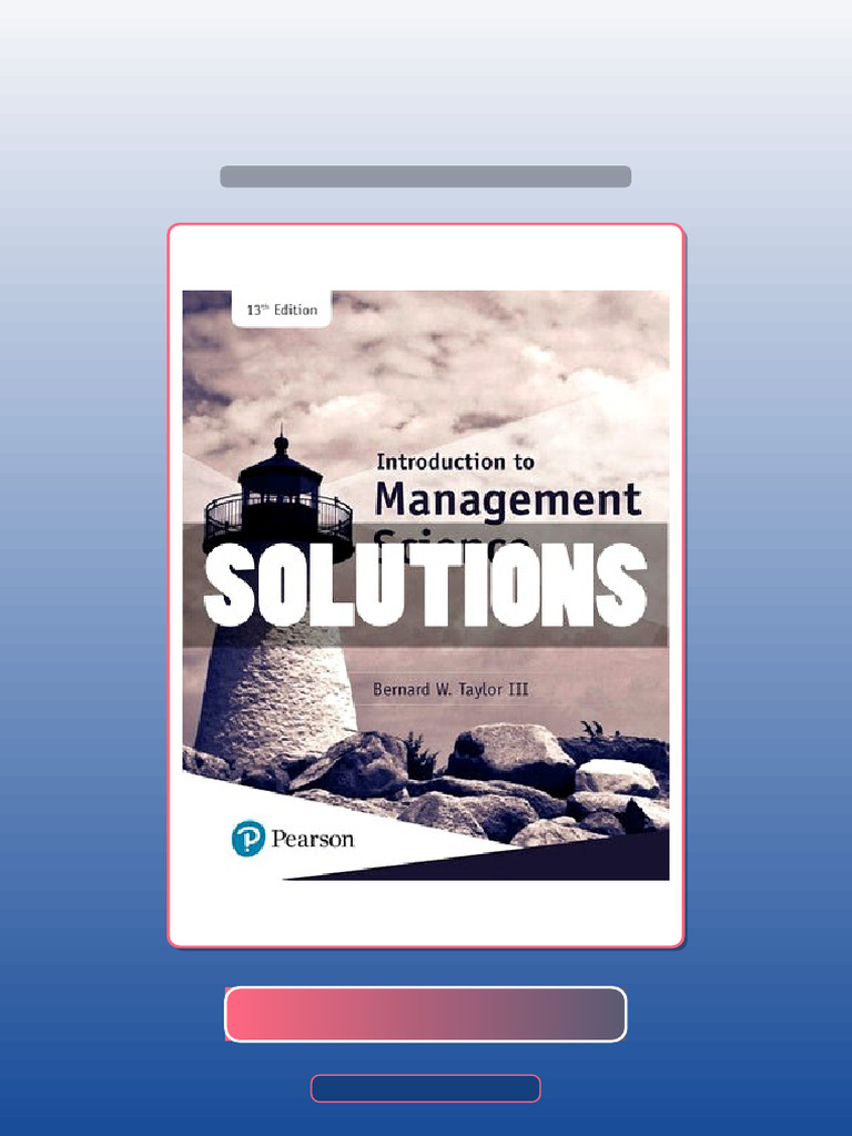 Solutions Introduction To Management Science 13th Ed Taylor | PDF