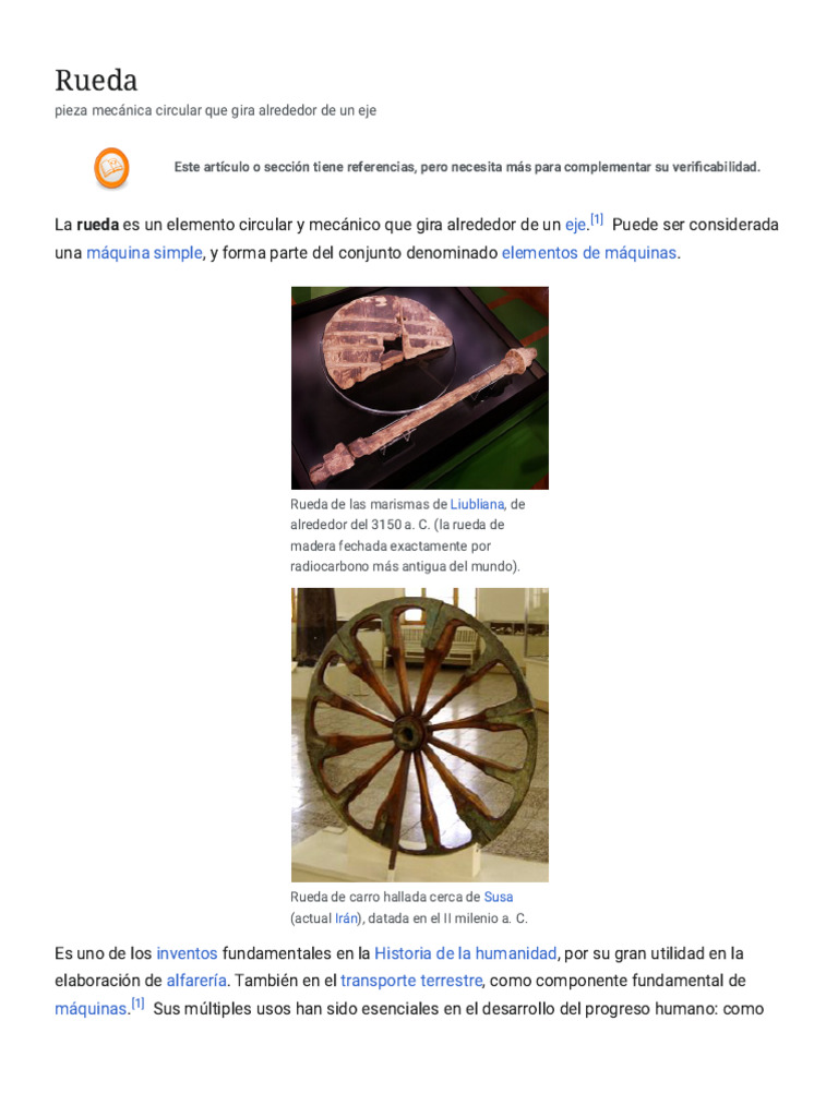 Historia y evolución de la rueda | PDF | Rueda | Tecnología de vehículos