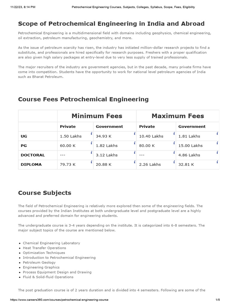 Petrochemical Engineering: Courses & Scope | PDF | Engineering | Petroleum