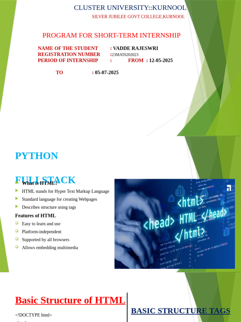 Python Fullstack Internship Program | PDF | Html | Html Element