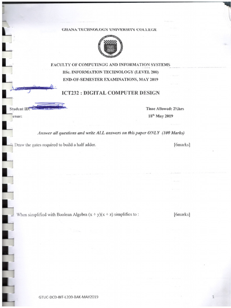Ict232-Digital Computer Design | PDF