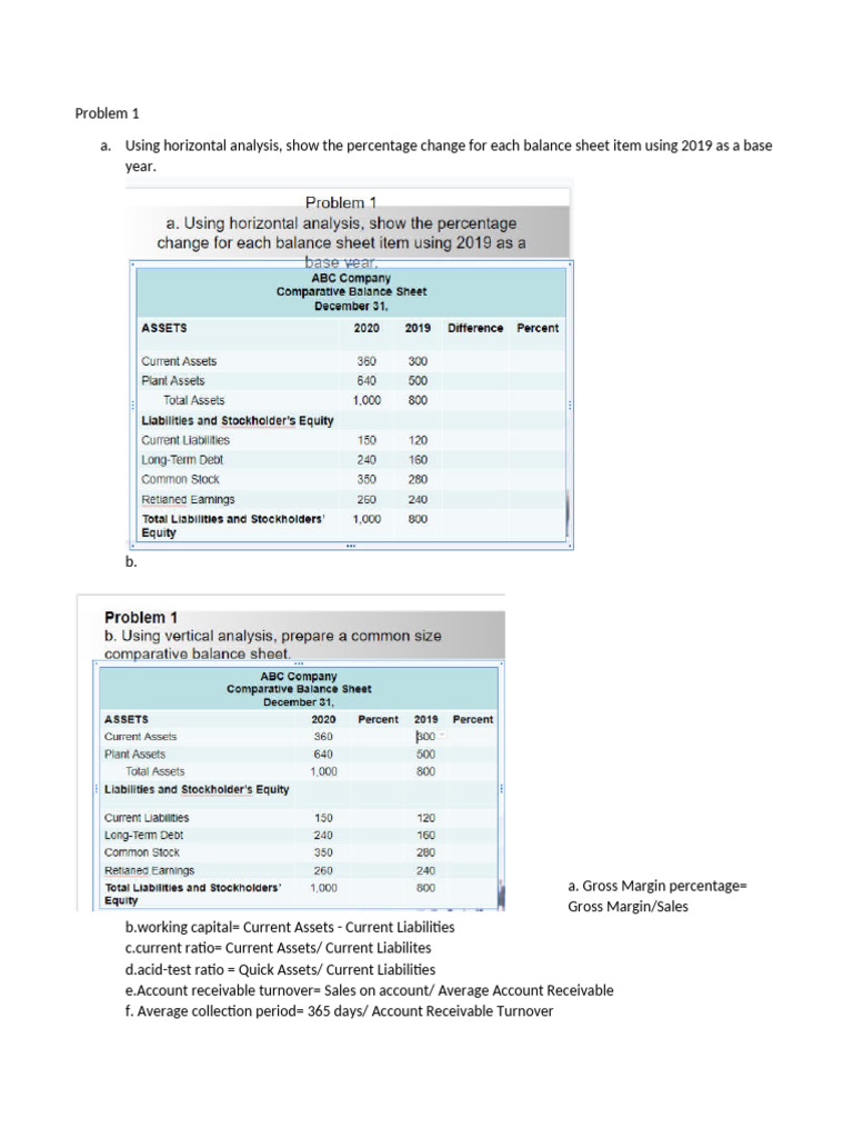 Vertical Analysis Horizontal Analysis | PDF