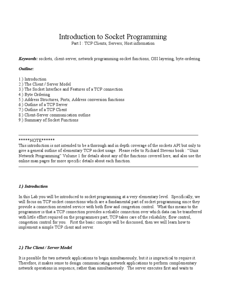 Beginner's Guide to TCP Socket Programming | PDF | Network Socket ...