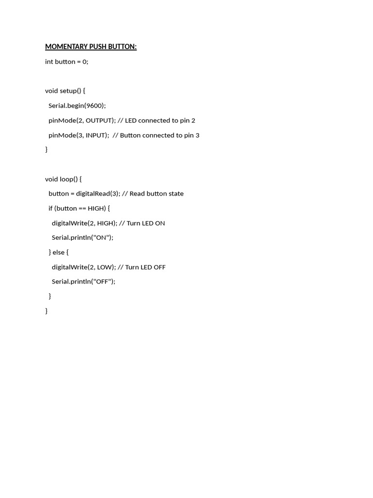 Arduino Button LED Control Code | PDF