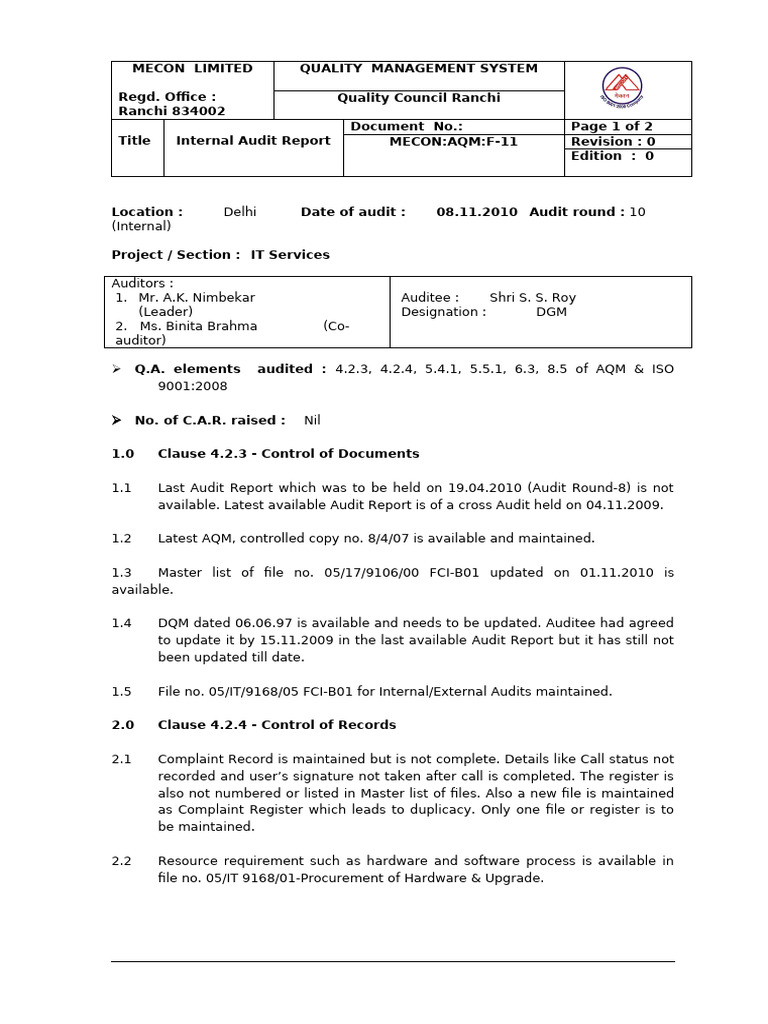 Audit Report-Mr S.S. Roy | PDF | Auditor's Report | Accounting