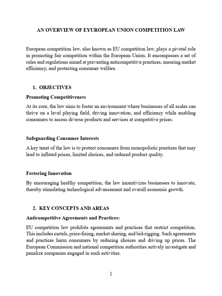 EU Competition Law Overview | PDF | Competition Law | Business Law