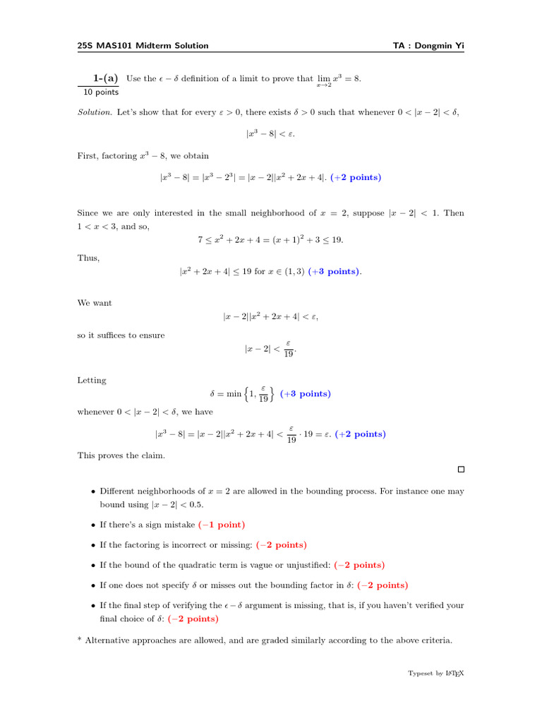 MAS101 Midterm Solutions Overview | PDF | Equations | Differential ...