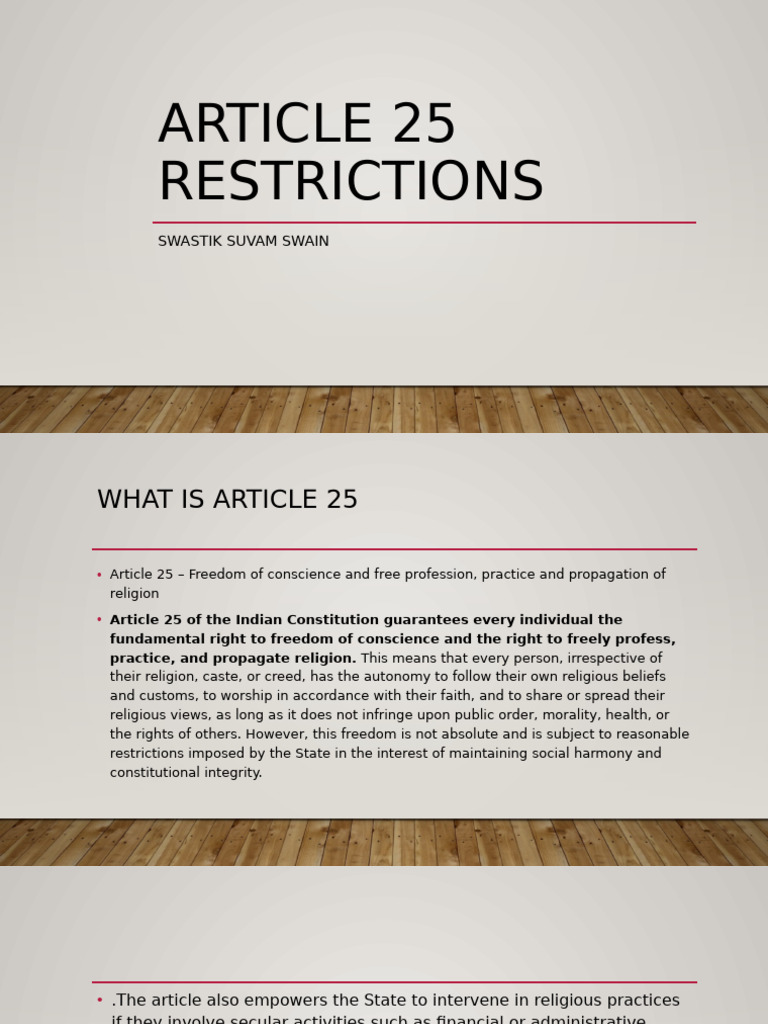 Article 25 Restrictions | PDF | Freedom Of Religion | Discrimination
