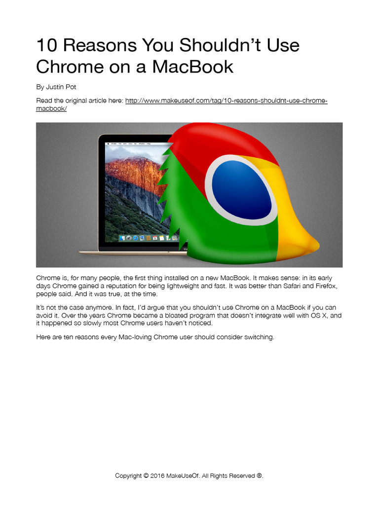 10 Reasons Why Shouldnt Use Chrome On A Macbook PDF Os X Mountain