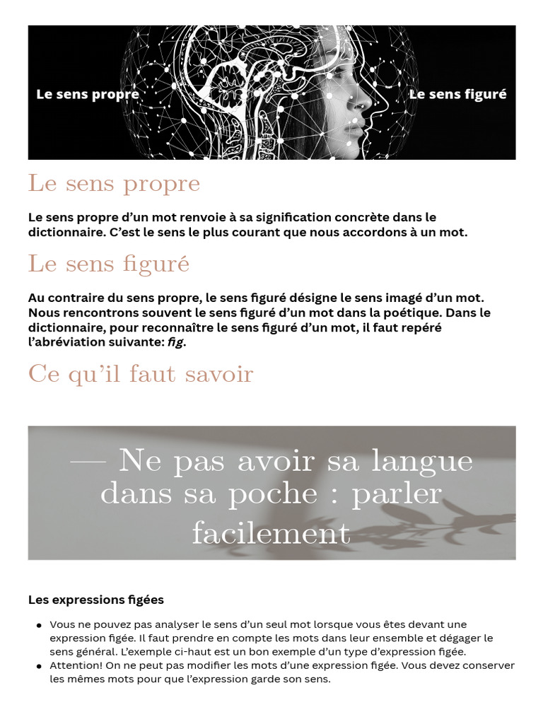 Sens propre et sens figuré expliqués | PDF | Orthographie | Dictionnaire