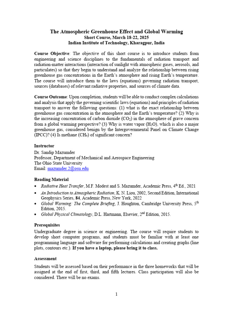 Greenhouse Effect & Global Warming Course | PDF | Greenhouse Gas ...