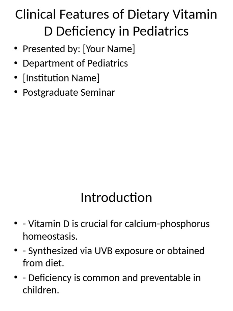 Vitamin D Deficiency in Children: Rickets | PDF | Vitamin D | Medical ...