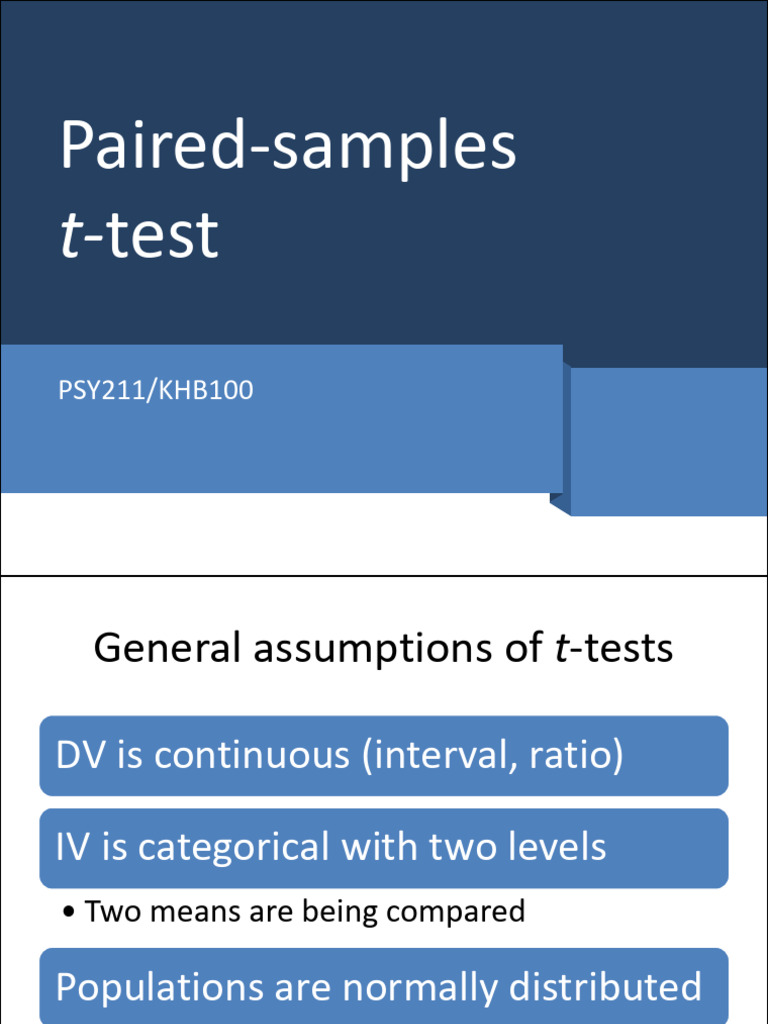 WK 9.3 Paired Samples T-Test | PDF | Student's T Test | Effect Size