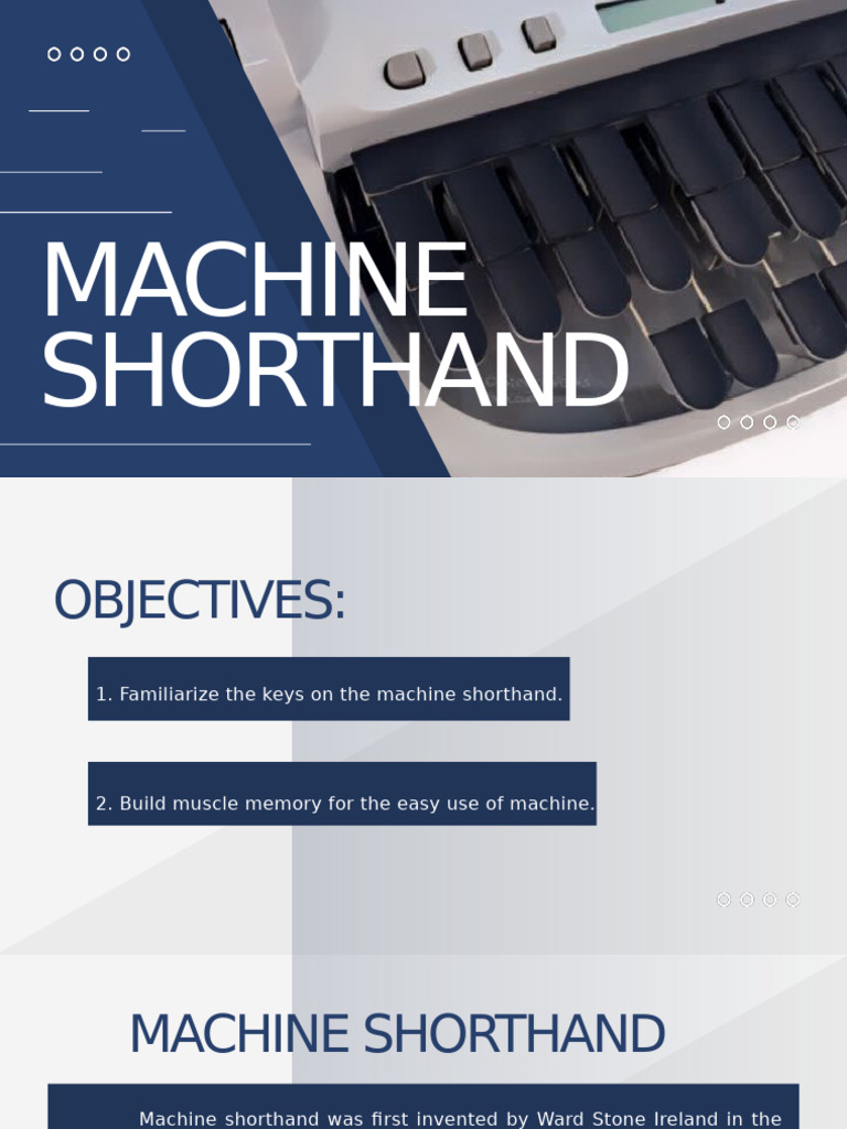 Machine Shorthand Basics and Objectives | PDF