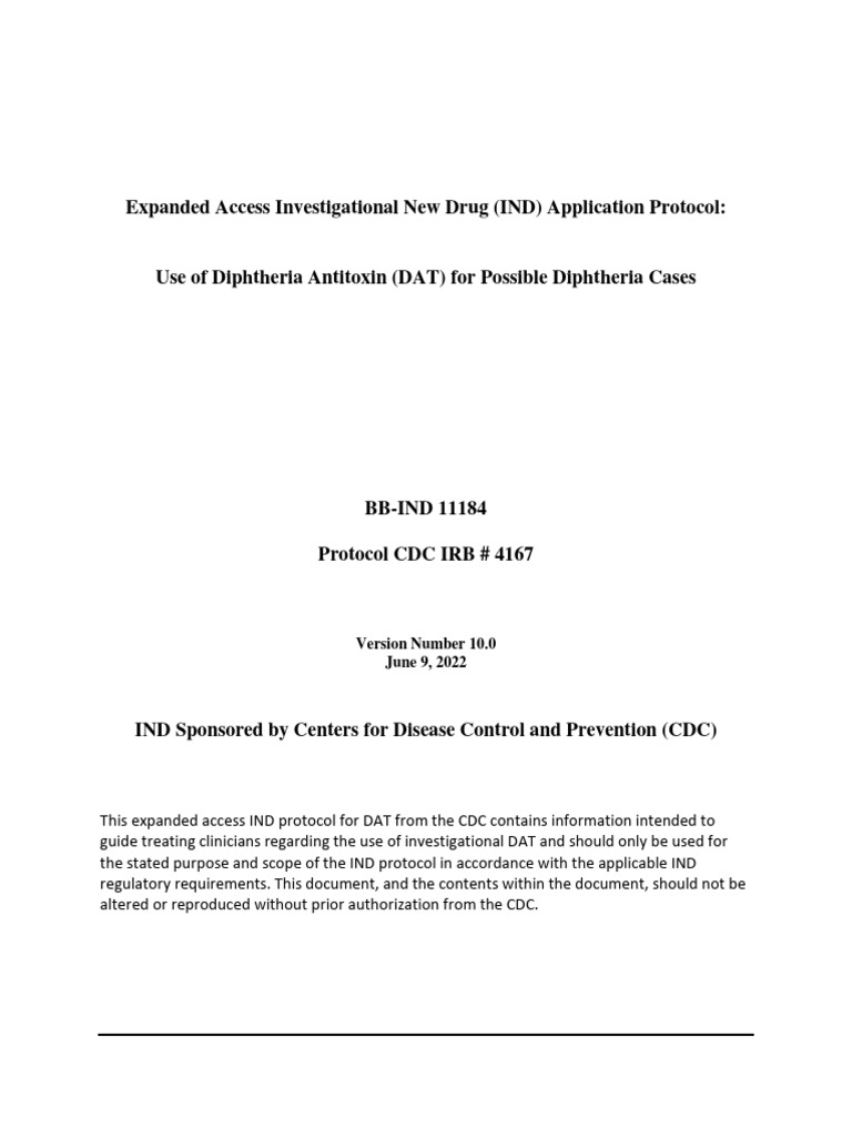 DAT Protocol for Diphtheria Treatment | PDF | Allergy | Informed Consent