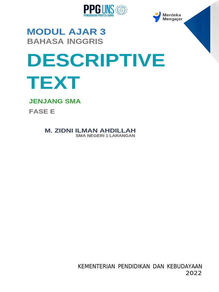 Modul Descriptive Text untuk SMA | PDF | Karier & Perkembangan