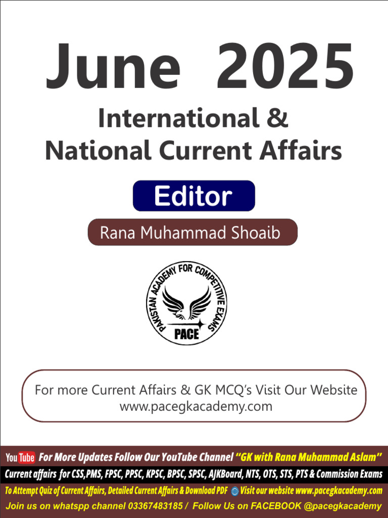 June 2025 Current Affairs Quiz Guide | PDF | Pakistan