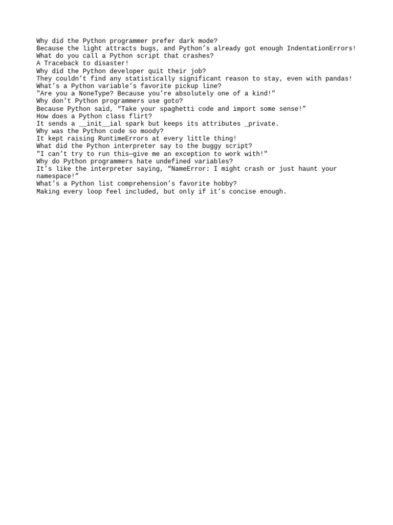 Python Programming Jokes and Puns | PDF
