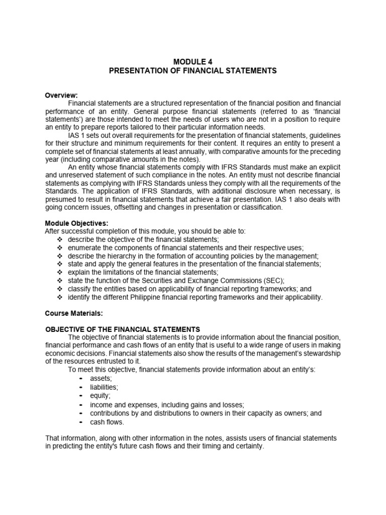 Financial Statements Presentation Guide | PDF | Going Concern | Income ...