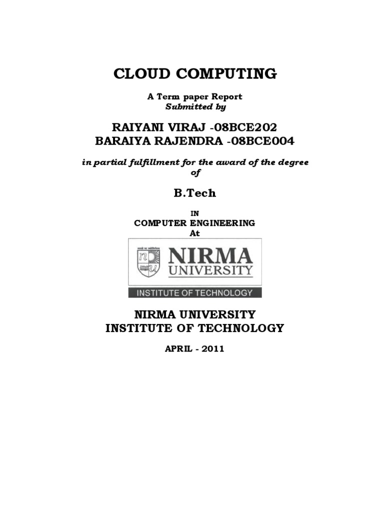 Cloud Computing Term Paper Report | PDF | Computers