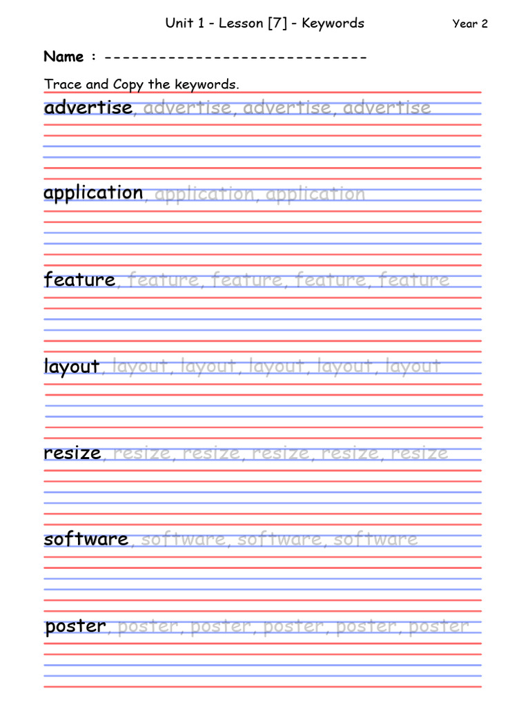 Year 2 Keywords Lesson Plan | PDF