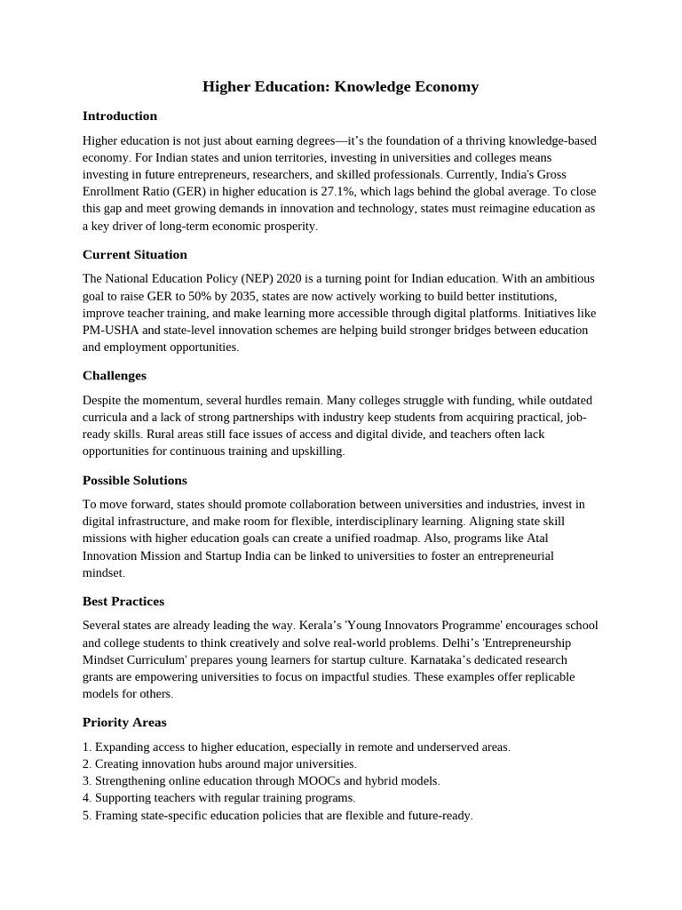 Transforming Higher Education for Growth | PDF | Innovation ...
