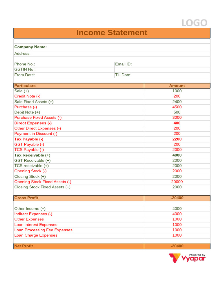 Income Statement Format Word 5 | PDF