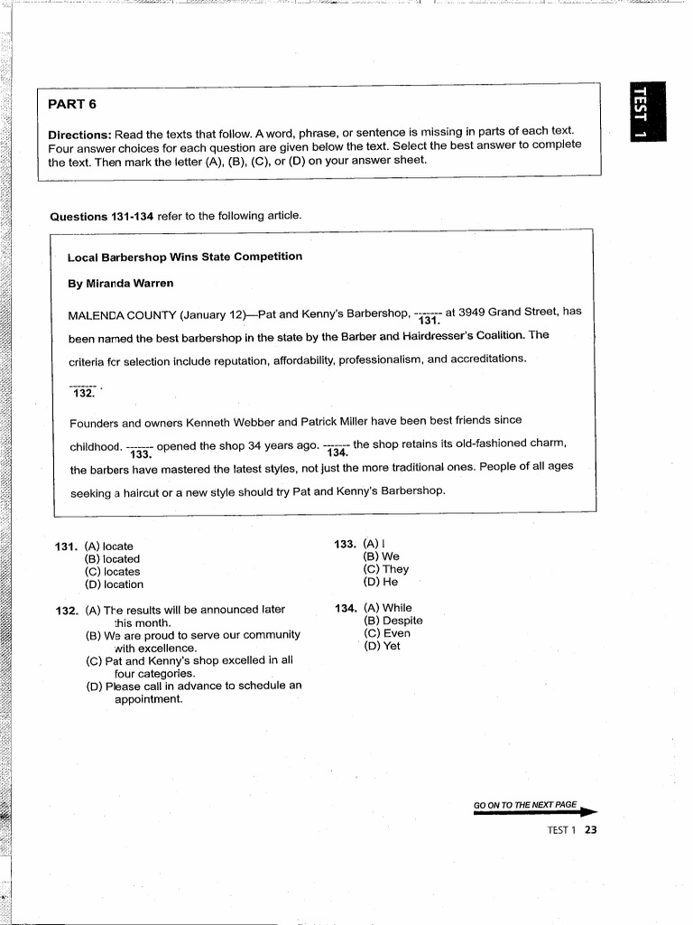 Part 6 - 0 Test 1 - Ets 2023 | PDF