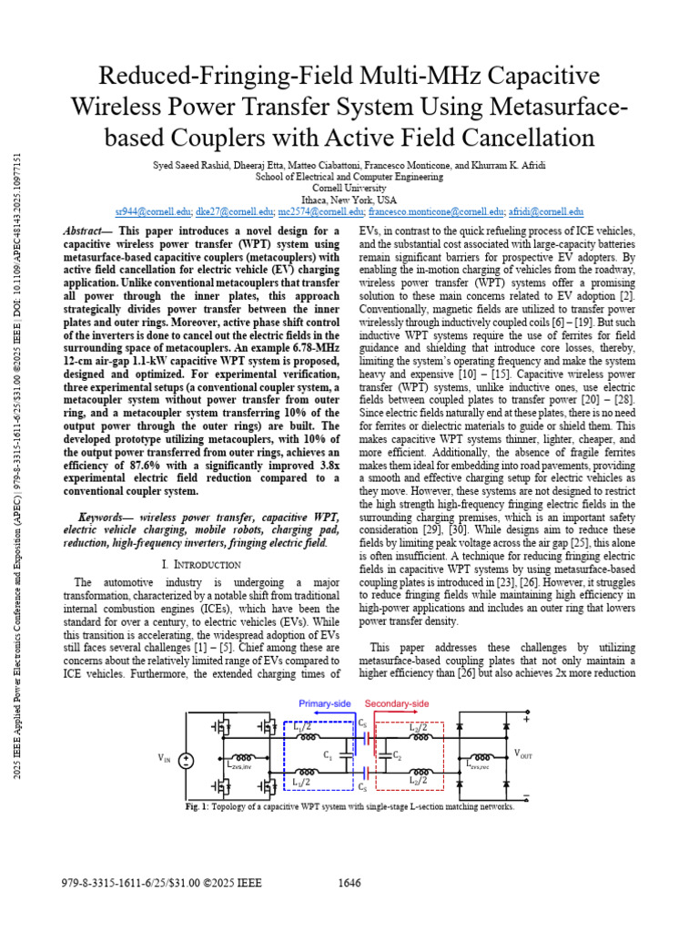 Capacitive WPT System for EV Charging | PDF | Power Inverter | Capacitor
