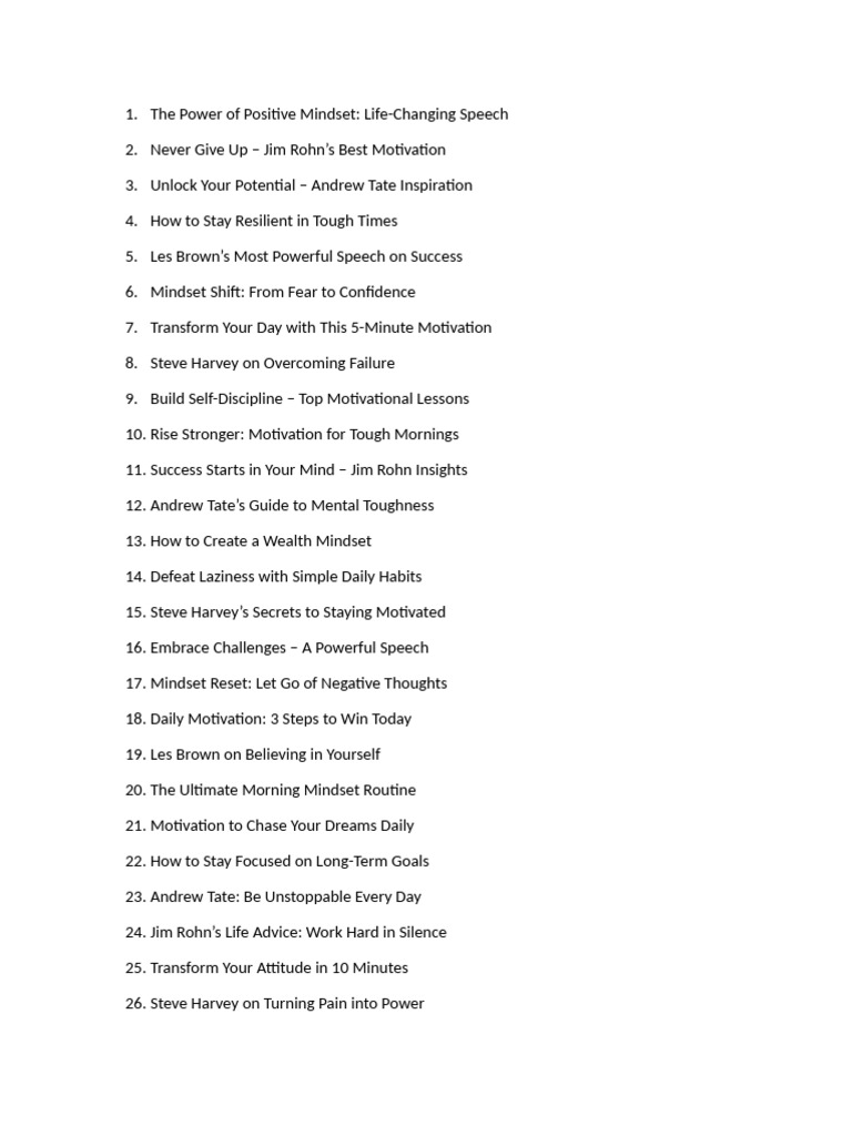 Life Changing Motivational Speeches Brain Chemistry