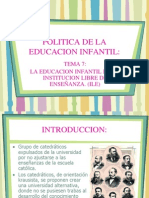 Tema 7: La Educacion Infantil en La Institucion Libre de Enseñanza. (Ile)