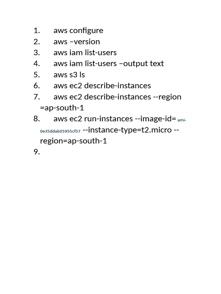 AWS CLI Commands for Instance Management | PDF