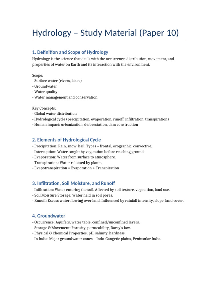 Overview of Hydrology Concepts | PDF