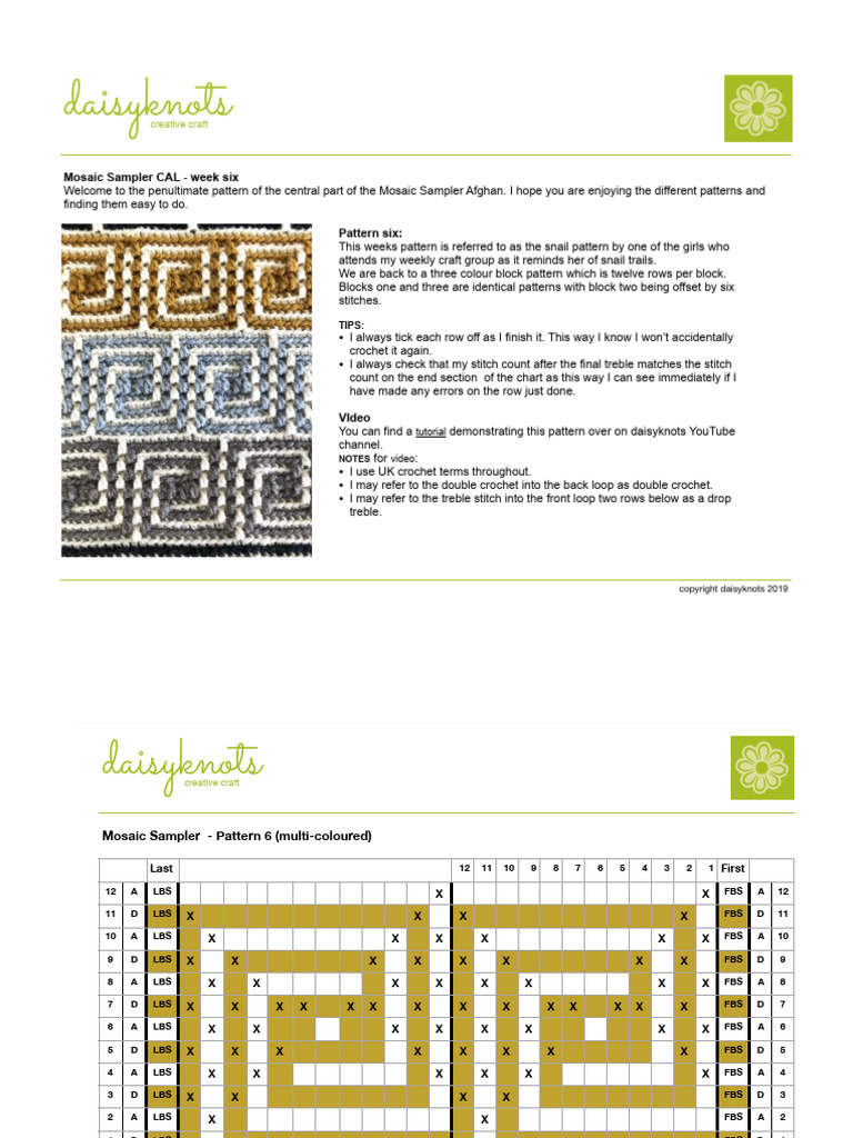 Mosaic Sampler CAL: Pattern 6 Guide | PDF | Crochet | Needlework