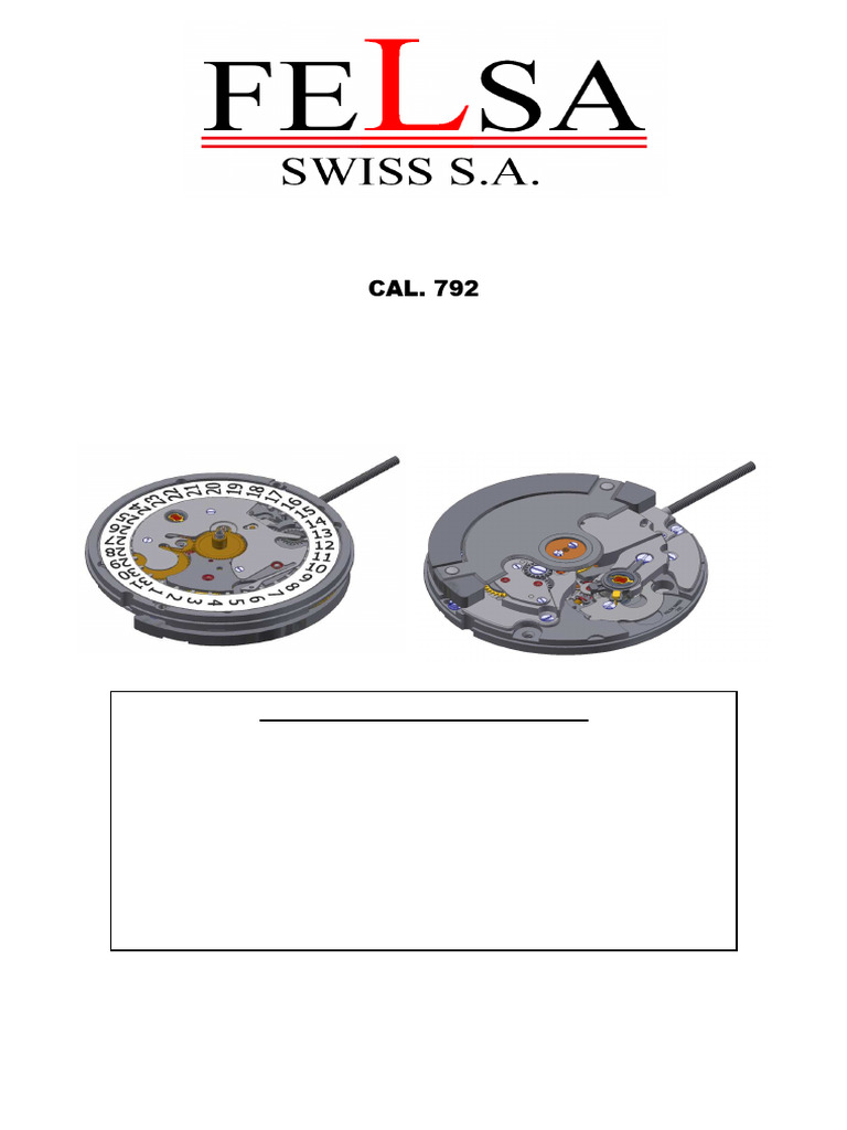 Spécifications du mouvement automatique Cal. 792 | PDF | Horlogerie ...