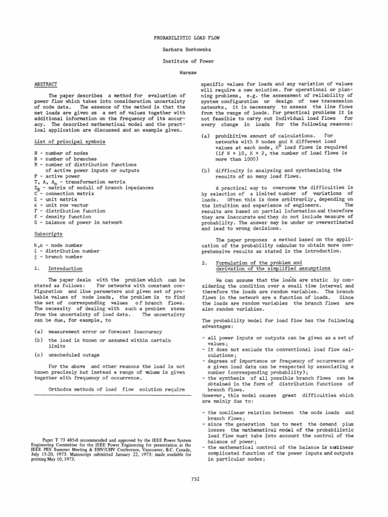 Probabilistic Load Flow Analysis | PDF | Matrix (Mathematics ...