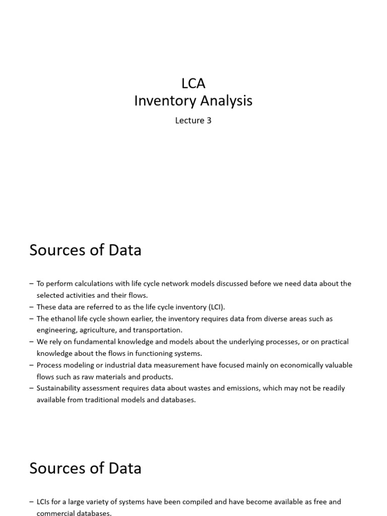 LCA Inventory Analysis Overview | PDF | Life Cycle Assessment | Uncertainty
