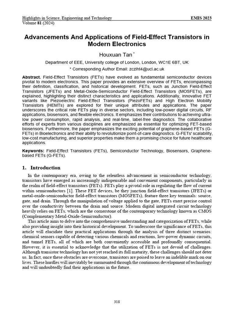 Advancements and Applications of Field-Effect Tran | PDF | Field Effect ...