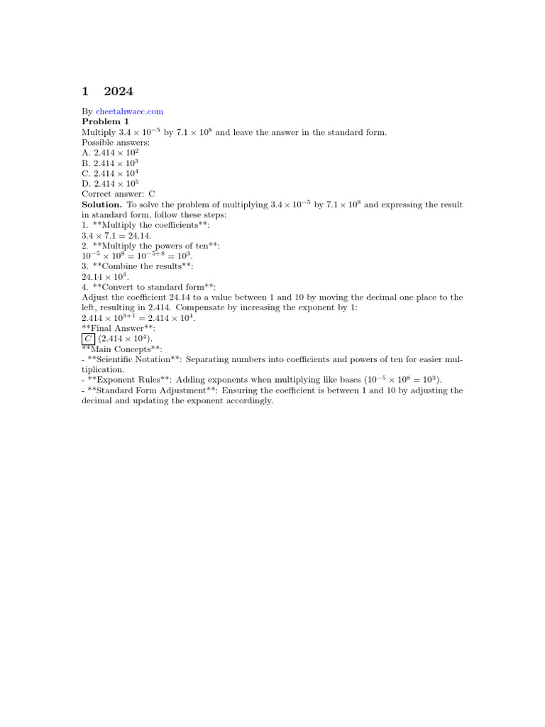 2024 Solutions | PDF | Exponentiation | Mathematics