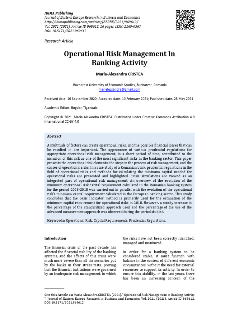 Operational Risk Management in Banking | PDF | Operational Risk | Risk