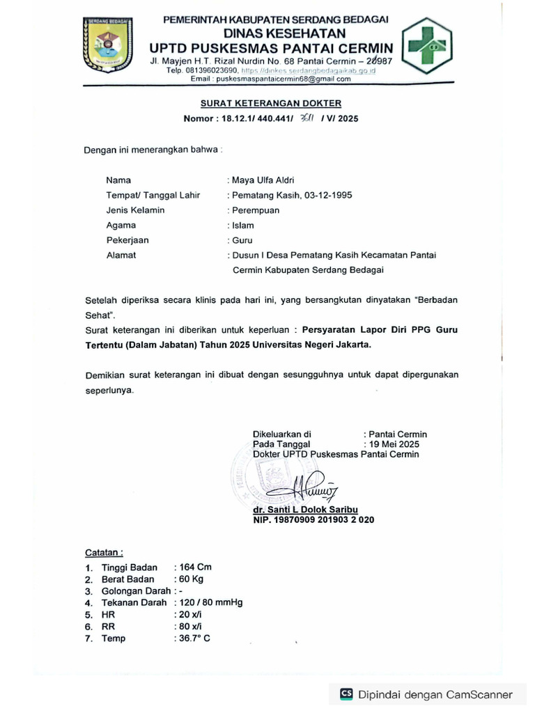 Surat Sehat - 201900712188 - IPS | PDF