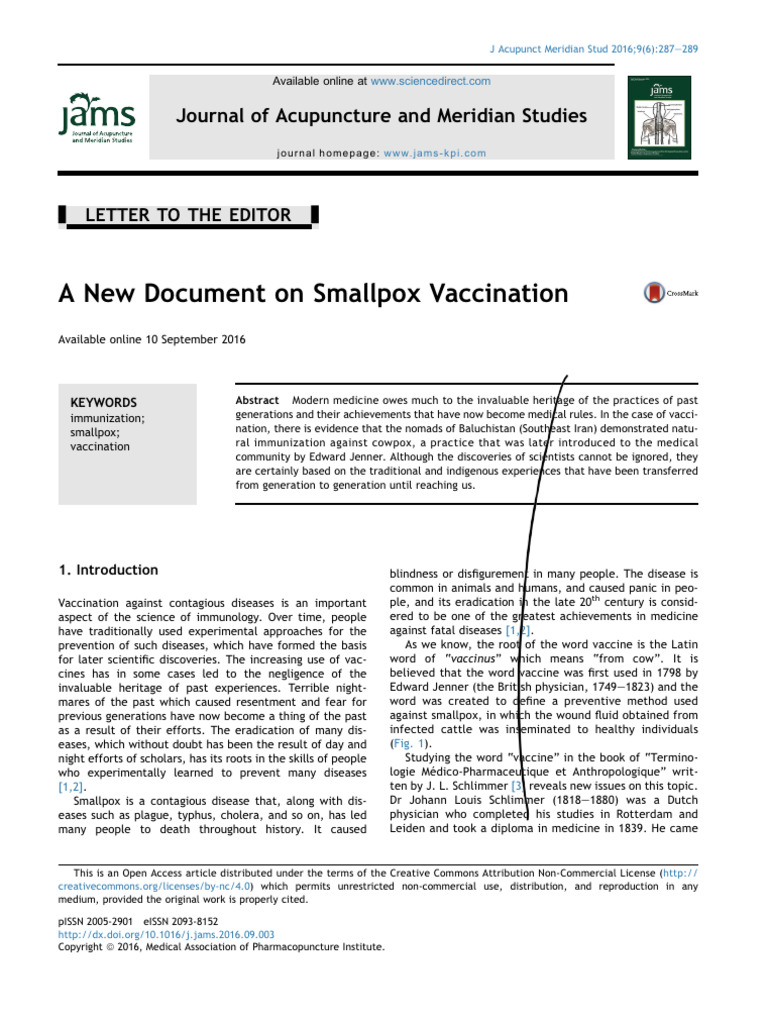 A New Document On Smallpox Vaccin 2016 Journal of Acupuncture and ...